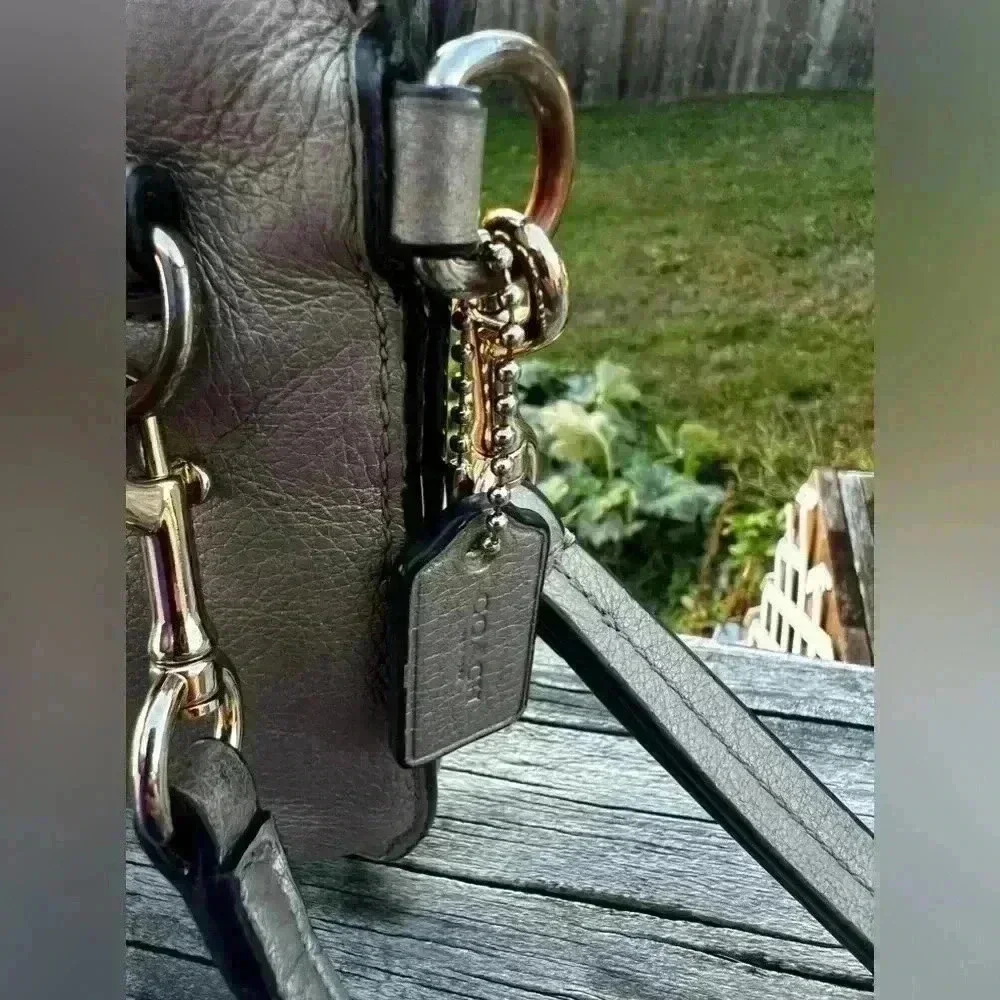 COACH Lyla Gray Pebbled Leather Crossbody Bag With Hangtag And Nickel Accents